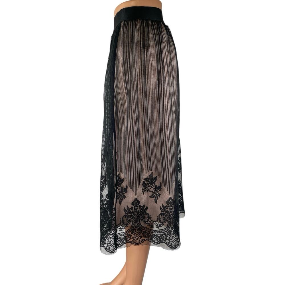 Xhilaration Women's Black Floral Striped Lace Tulle Mid Rise Midi Skirt Size XXL - Picture 2 of 5